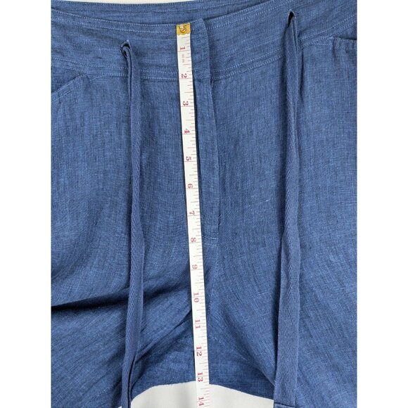 Jones New York Pants Woman Plus Size 16W Blue 100% Linen Cropped Wide Leg - Picture 6 of 9